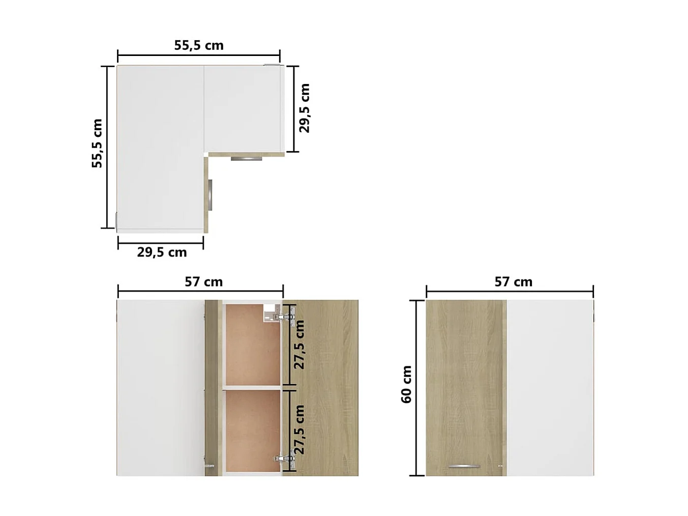 Pensile Angolare “Lyon” Rovere Sonoma 57x57x60 cm