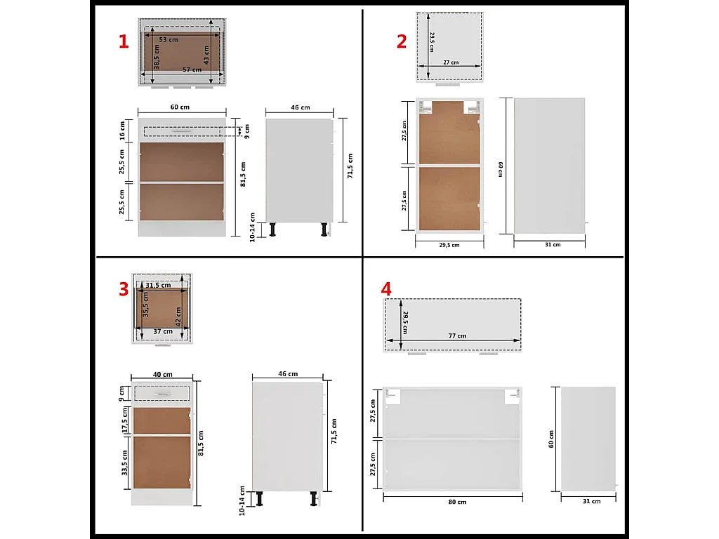 Ensemble de 8 meubles de cuisine "Lyon" en bois d'ingénierie blanc