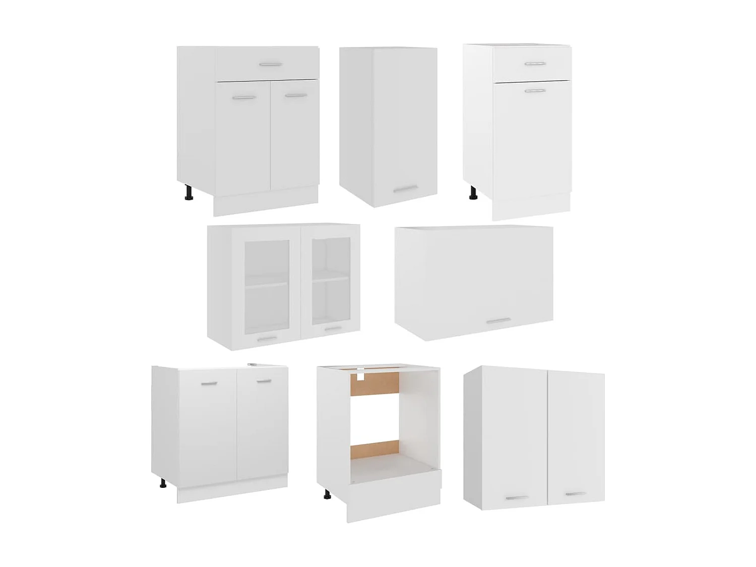 Ensemble de 8 meubles de cuisine "Lyon" en bois d'ingénierie blanc