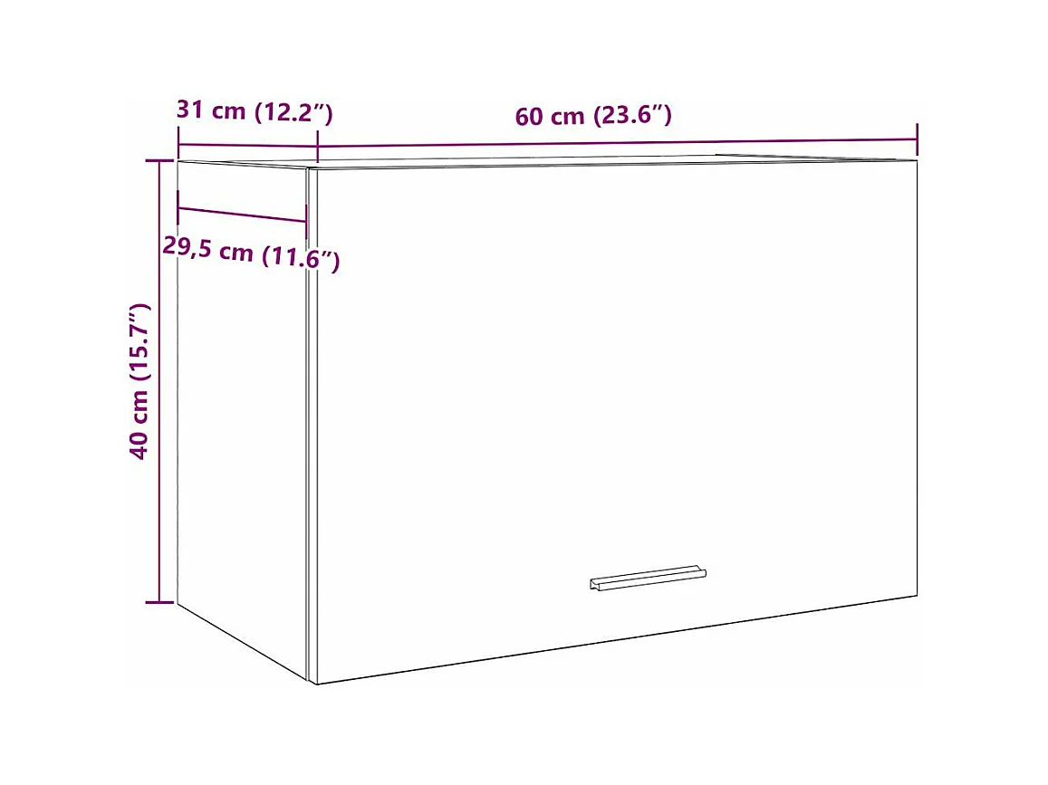 Armoire suspendue "Lyon" Gris béton 60 x 31 x 40 cm Bois d'ingénierie