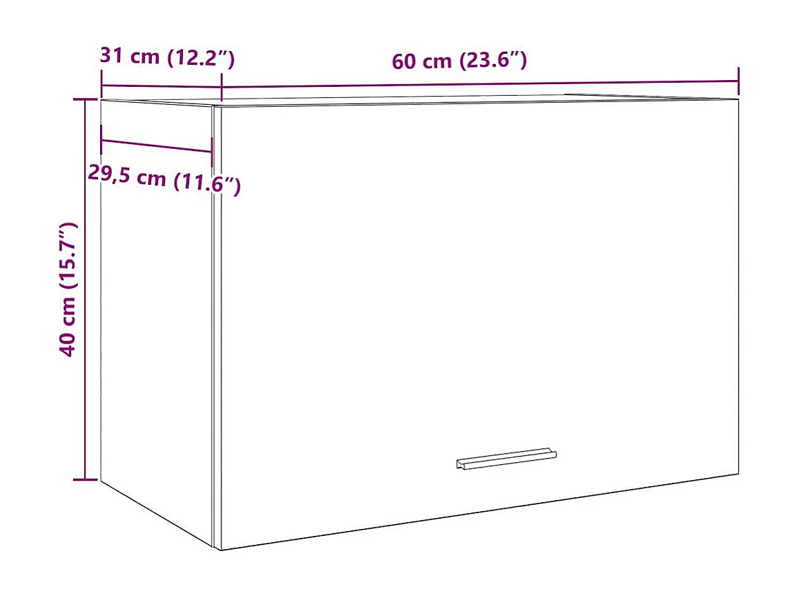 Armoire suspendue "Lyon" Gris béton 60 x 31 x 40 cm Bois d'ingénierie