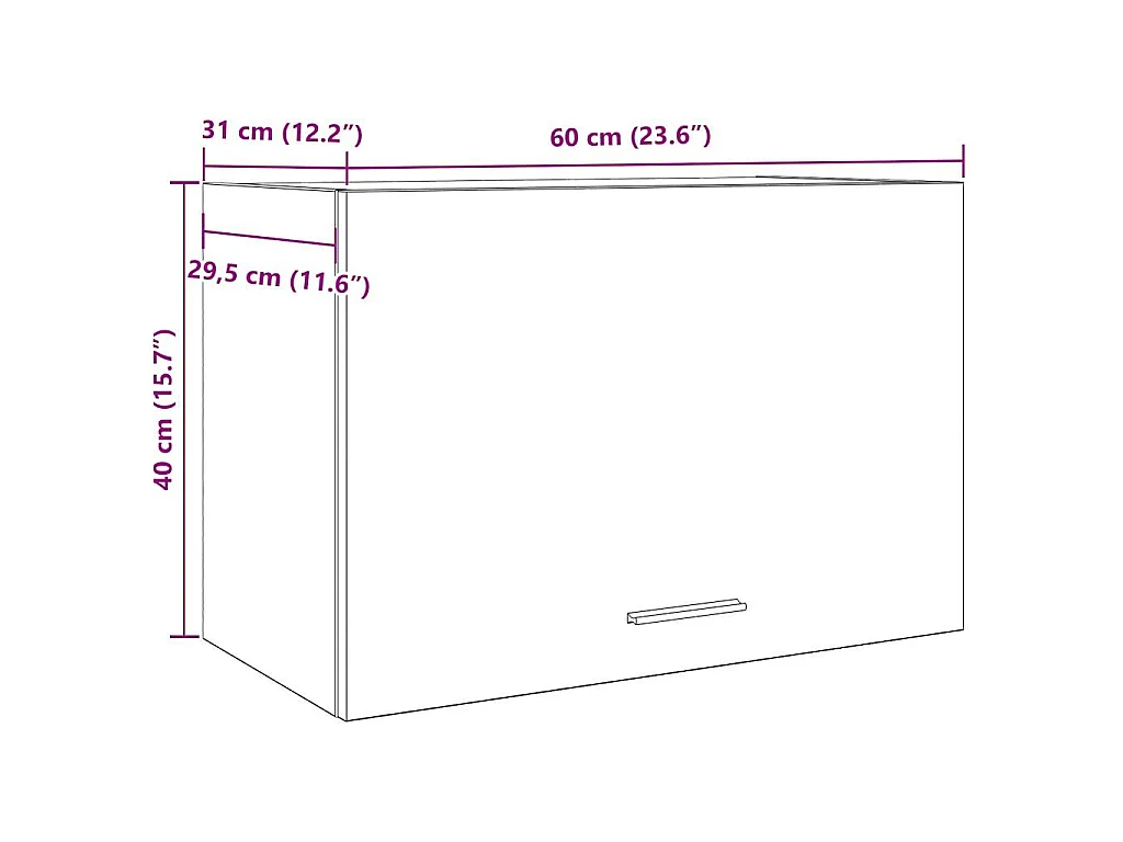 Armoire suspendue "Lyon" Gris béton 60 x 31 x 40 cm Bois d'ingénierie
