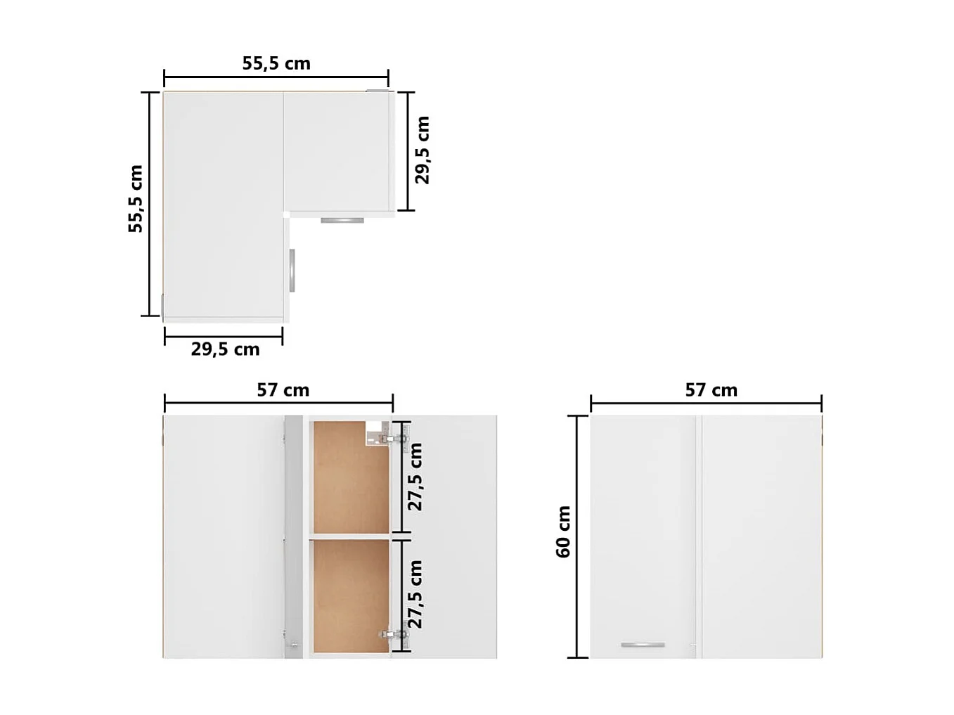 Armario esquinero colgante "Lyon" blanco 57x57x60 cm Madera de ingeniería