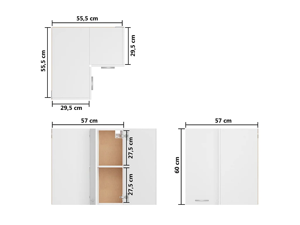 Armário de canto parede “Lyon” 57x57x60 cm branco branco