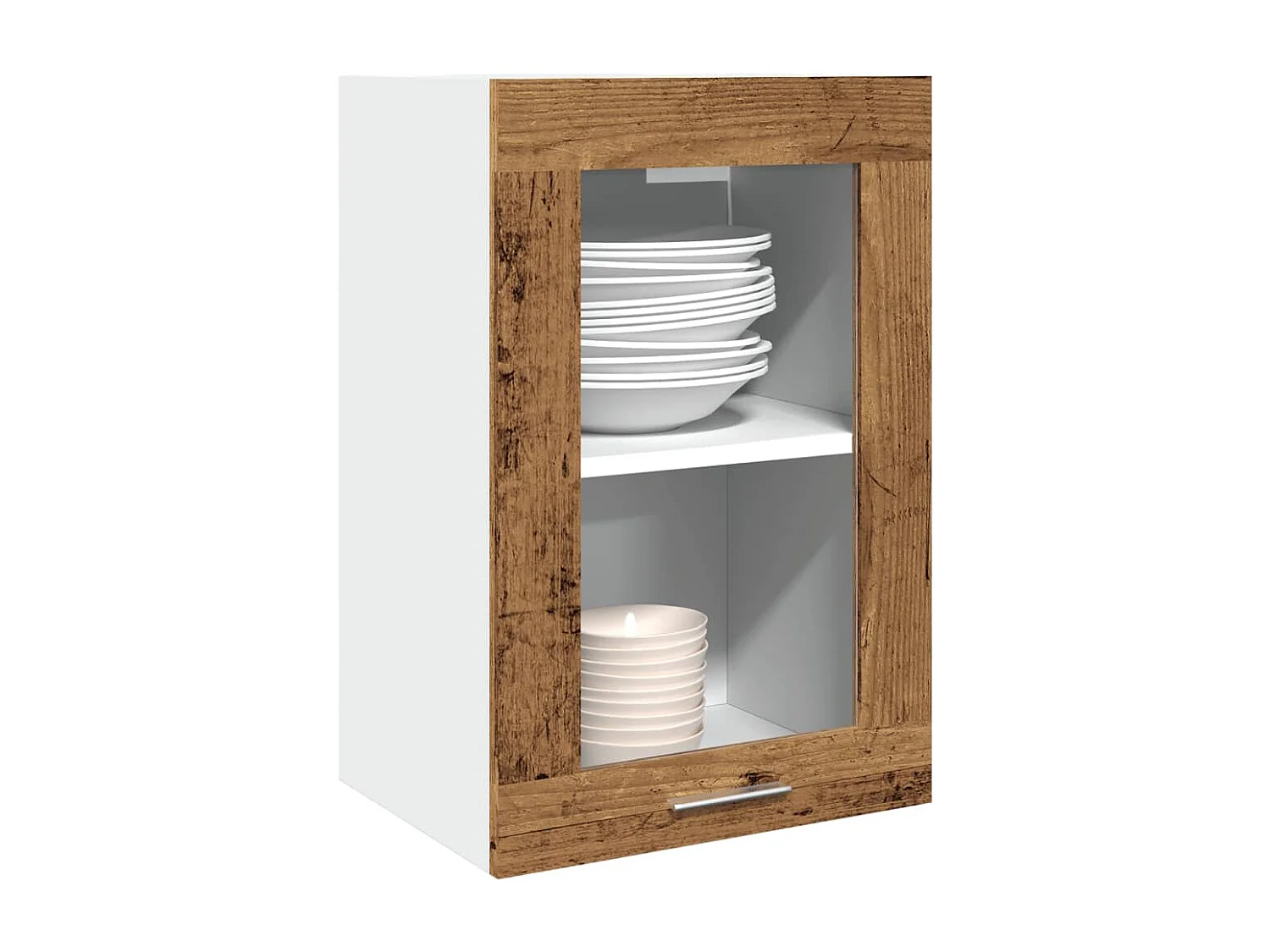 Mobile Pensile “Lyon” Vetro Legno Antico 40x31x60 cm