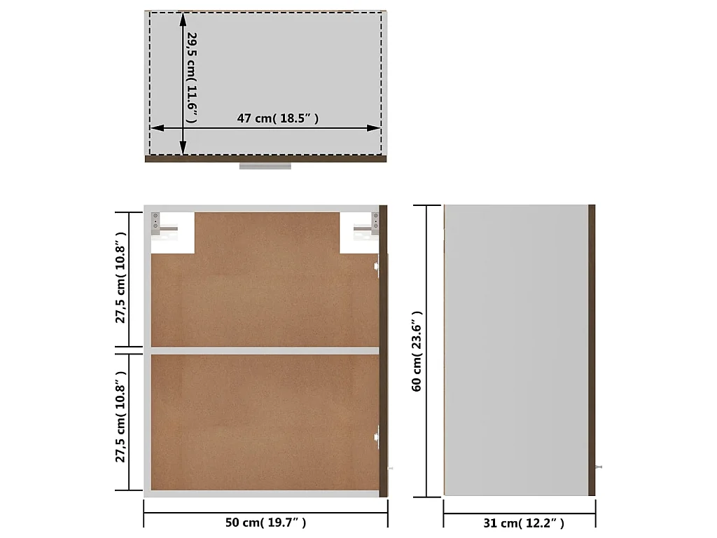 Hängeschrank Lyon Braun Eichen-Optik 50x31x60 cm Holzwerkstoff