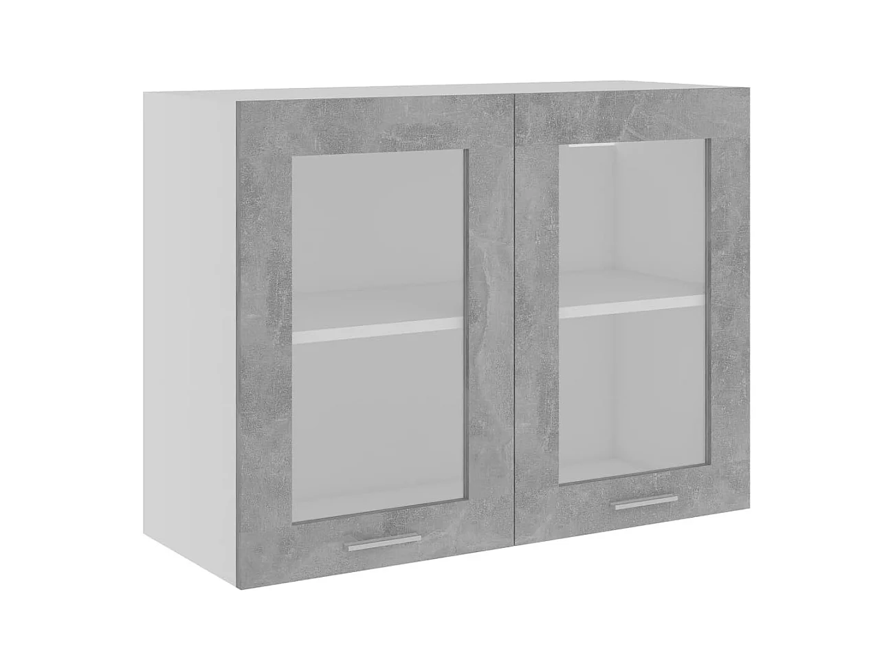 Armoire en verre suspendue Gris béton Bois d'ingénierie