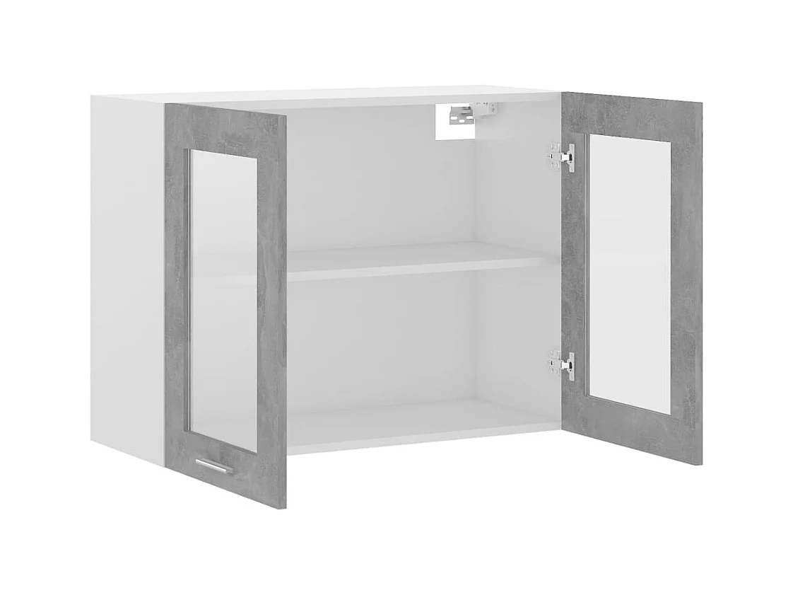 Armoire en verre suspendue Gris béton Bois d'ingénierie