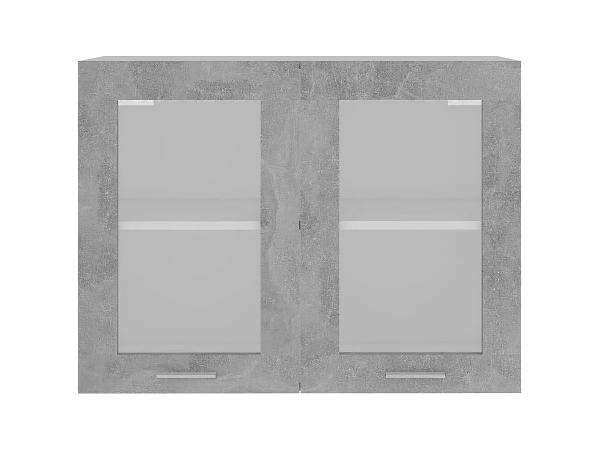 Armoire en verre suspendue Gris béton Bois d'ingénierie