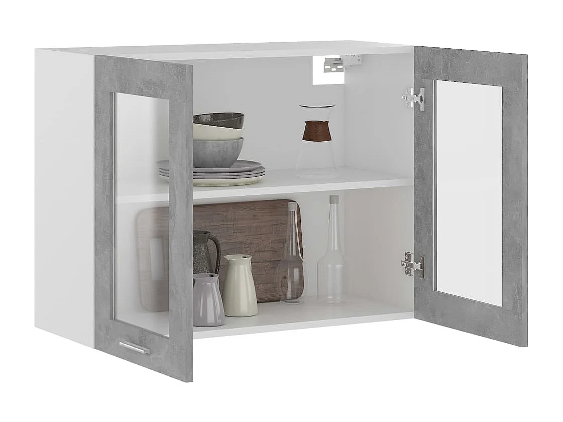 Hängeglasschrank Betongrau 80x31x60 cm Holzwerkstoff