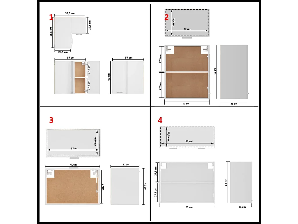 Ensemble de 11 meubles de cuisine "Lyon" en bois d'ingénierie blanc