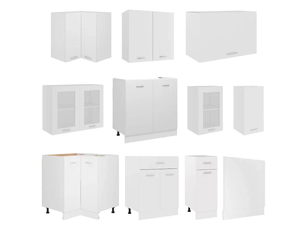11-tlg. Küchenzeile Lyon Weiß Holzwerkstoff