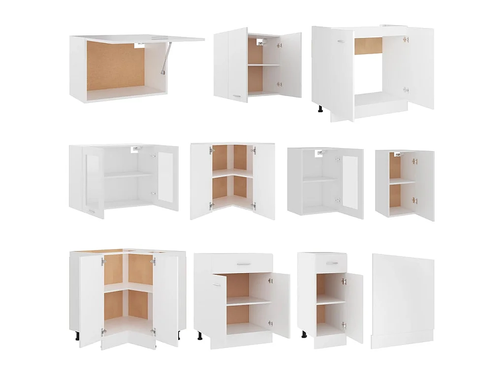 11-tlg. Küchenzeile Lyon Weiß Holzwerkstoff