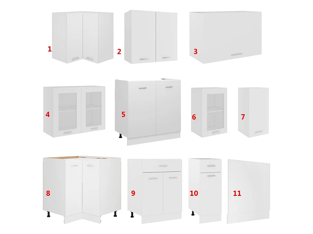 11-tlg. Küchenzeile Lyon Weiß Holzwerkstoff