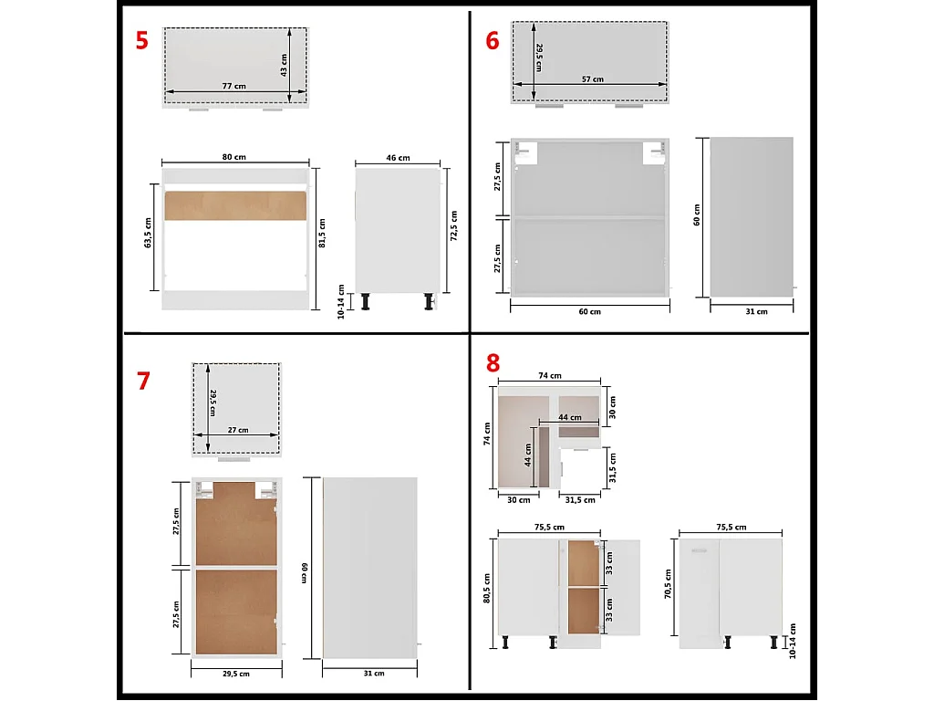 11-tlg. Küchenzeile Lyon Weiß Holzwerkstoff