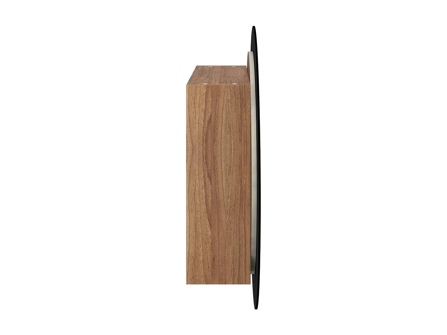 Badezimmerschrank mit Rundem Spiegel & LED Eichen-Optik