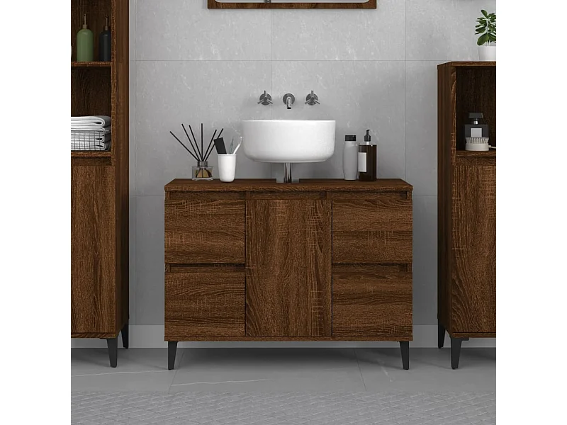 Mobile Lavabo Rovere Marrone 80x33x60 cm in Legno Multistrato