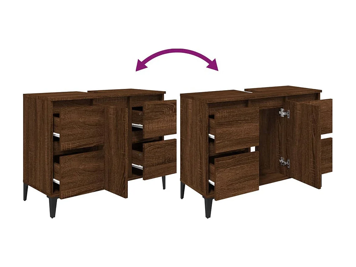 Meuble d'évier chêne marron 80x33x60 cm bois d'ingénierie