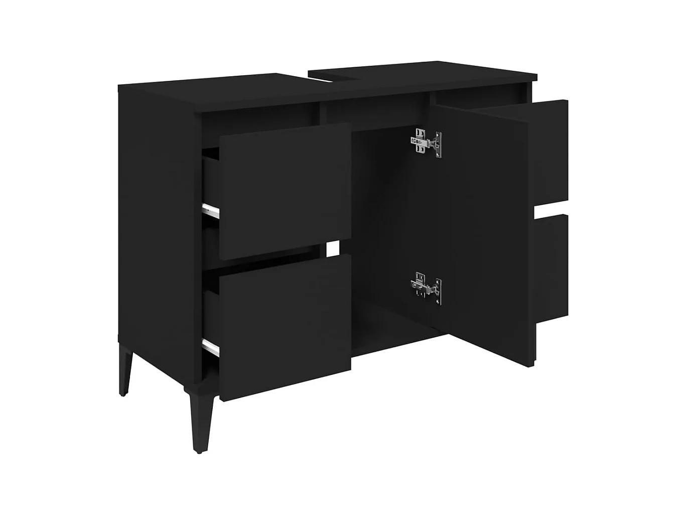 Wastafelkast 80x33x60 cm bewerkt hout zwart