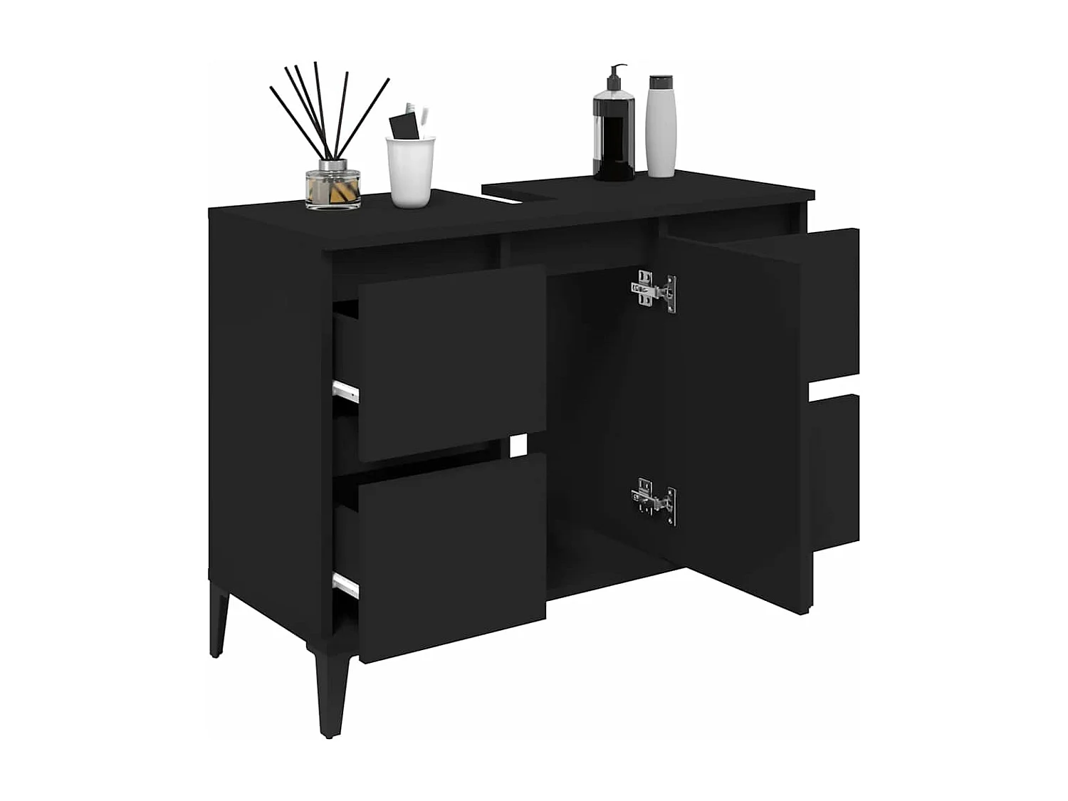 Móvel p/ lavatório 80x33x60 cm derivados de madeira preto