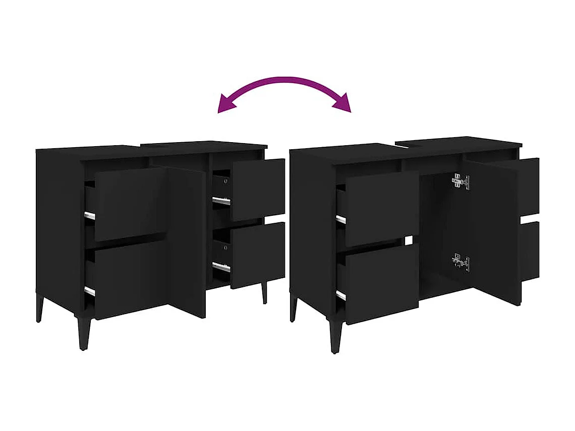 Móvel p/ lavatório 80x33x60 cm derivados de madeira preto