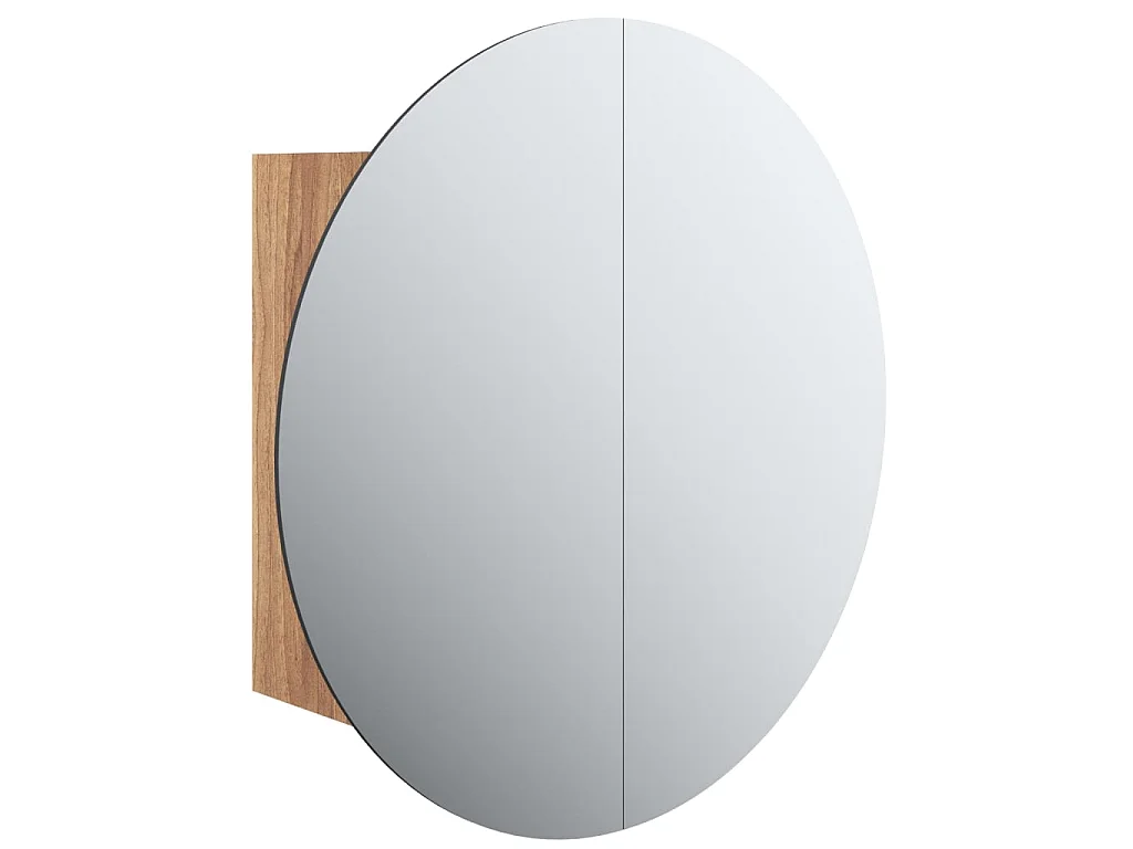 Armoire de salle de bain miroir rond et LED Chêne 40x40x17,5 cm