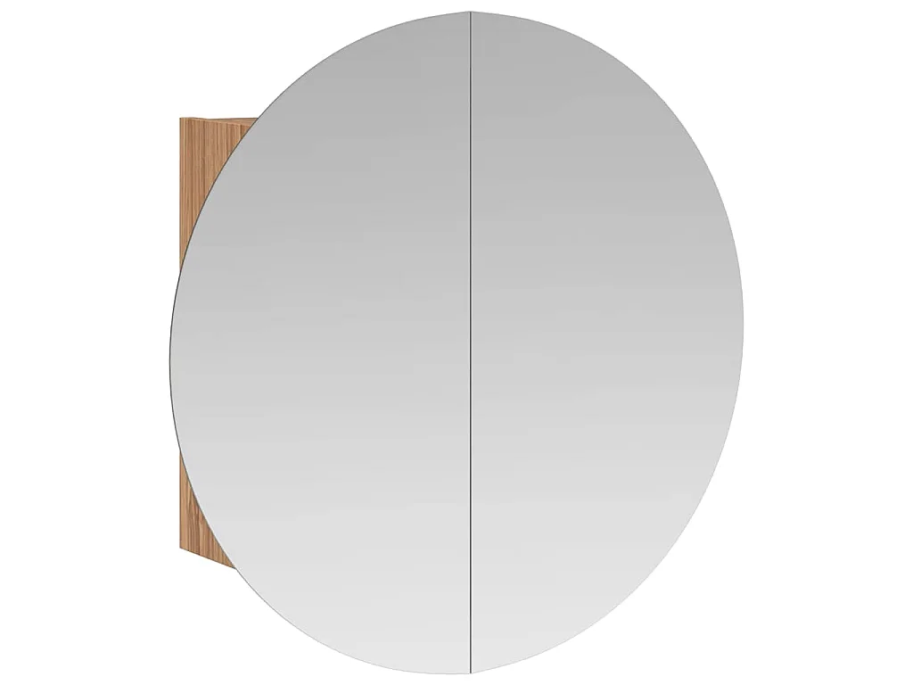 Armoire de salle de bain miroir rond et LED Chêne 40x40x17,5 cm