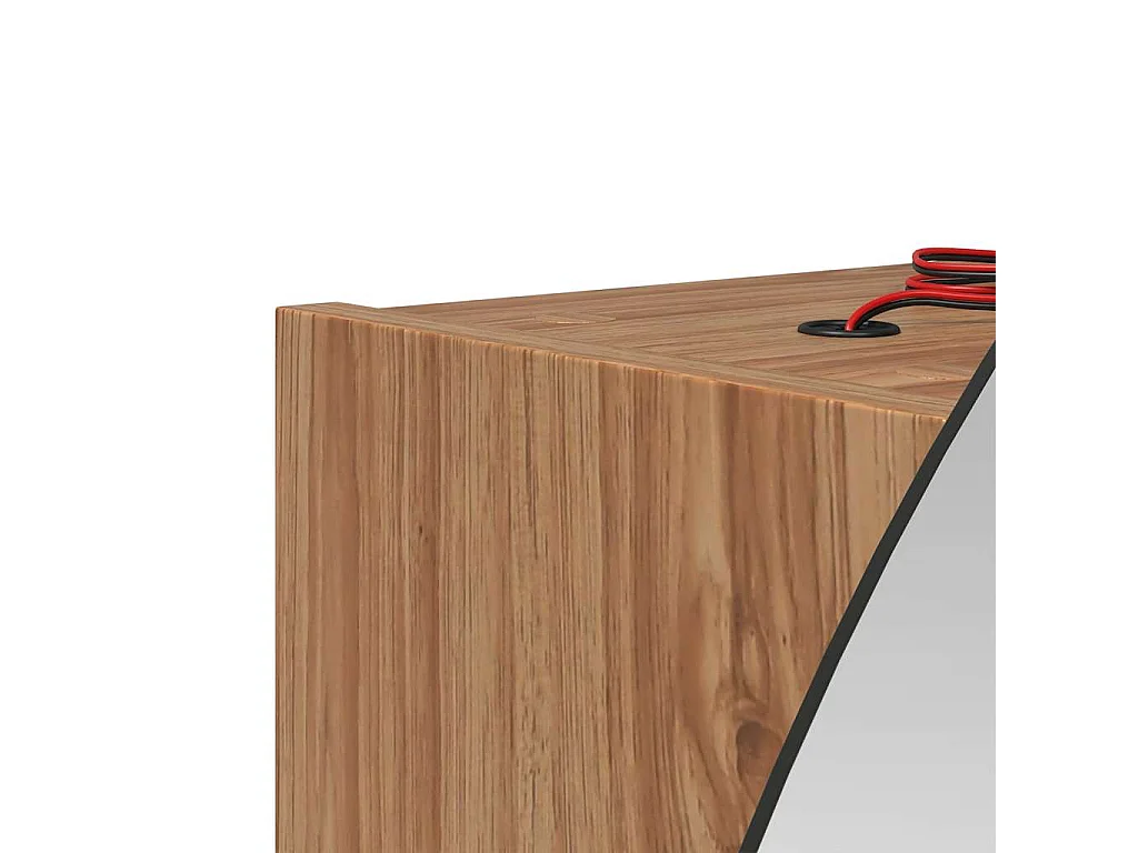 Armoire de salle de bain miroir rond et LED Chêne 40x40x17,5 cm