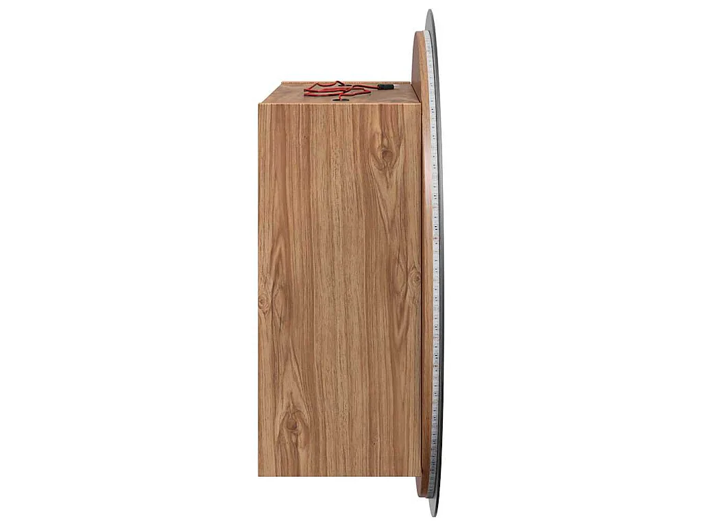 Armoire de salle de bain miroir rond et LED Chêne 40x40x17,5 cm