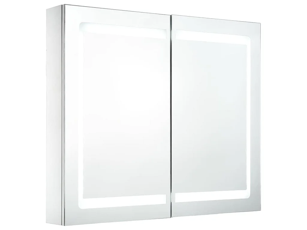 Badkamerkast met spiegel en LED 80x12,2x68 cm