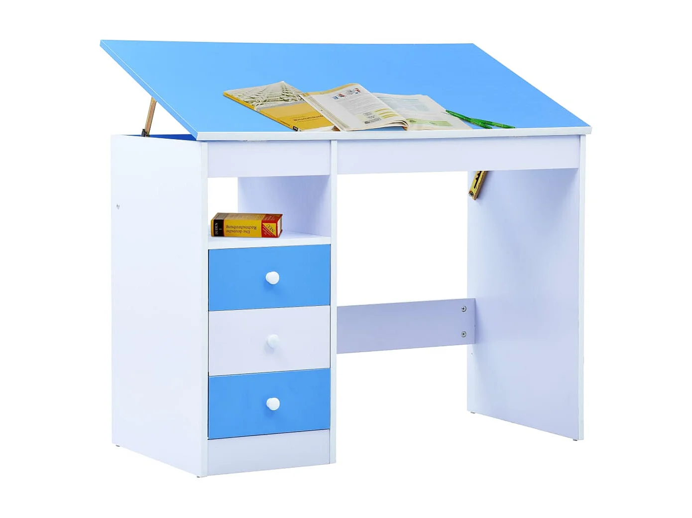 Secretária/estirador desenho para crianças azul e branco