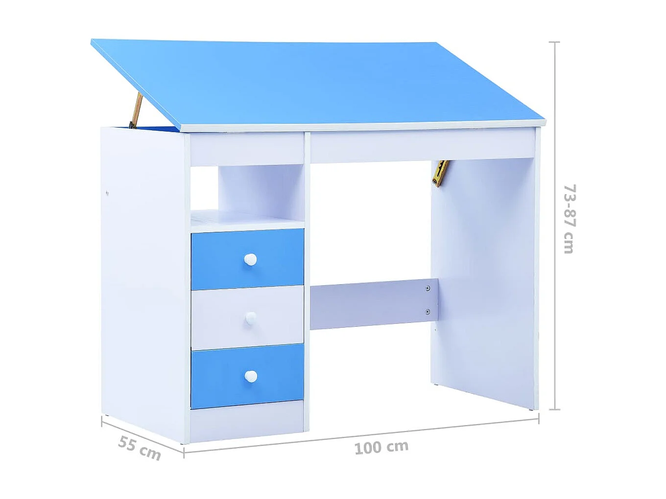 Secretária/estirador desenho para crianças azul e branco