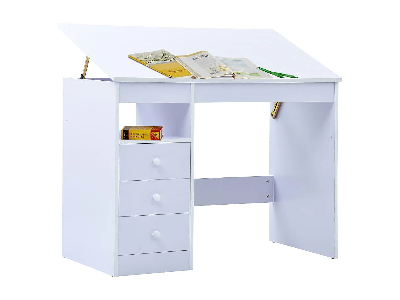 Escritorio infantil de dibujo inclinable blanco