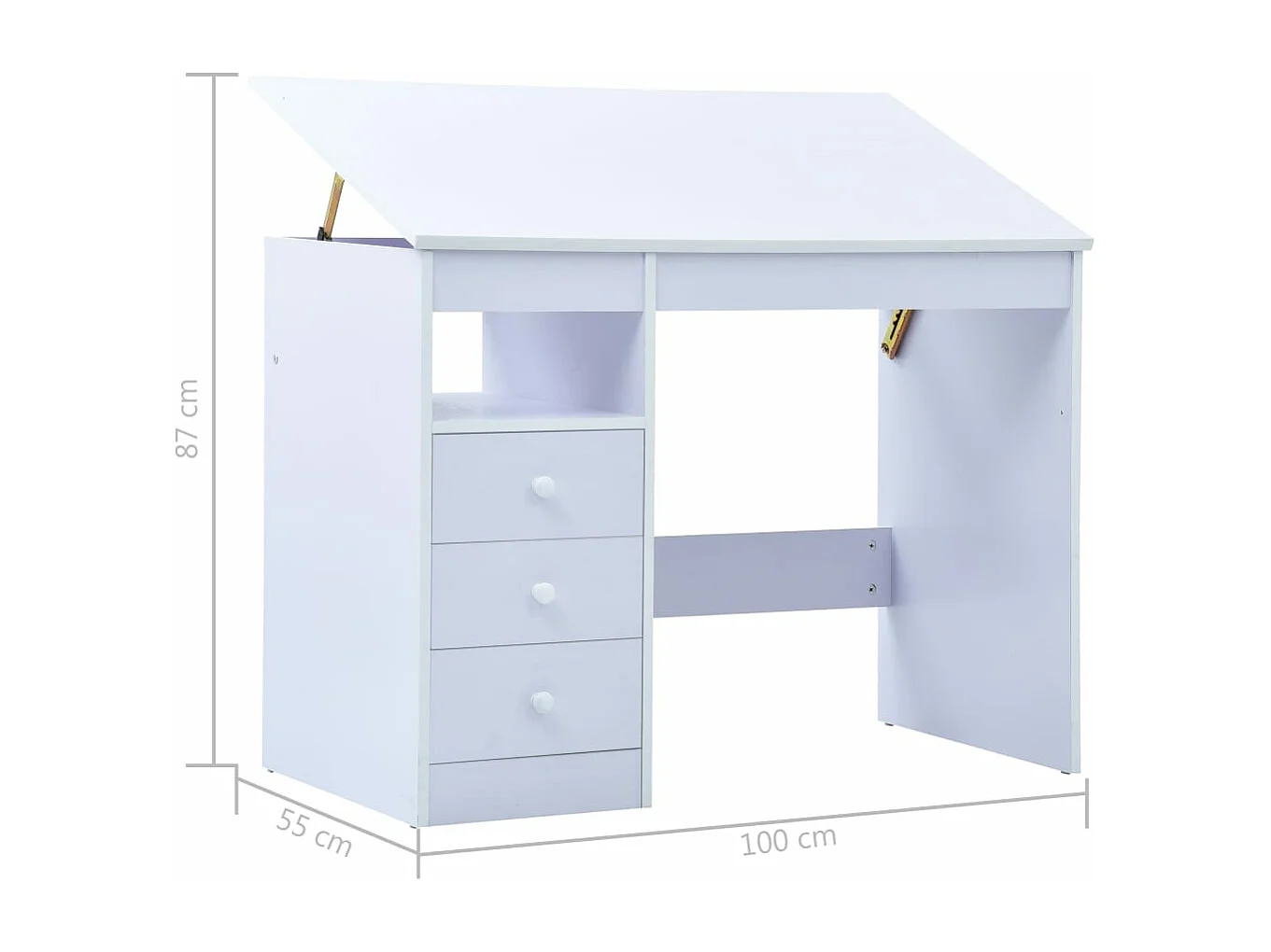 Escritorio infantil de dibujo inclinable blanco