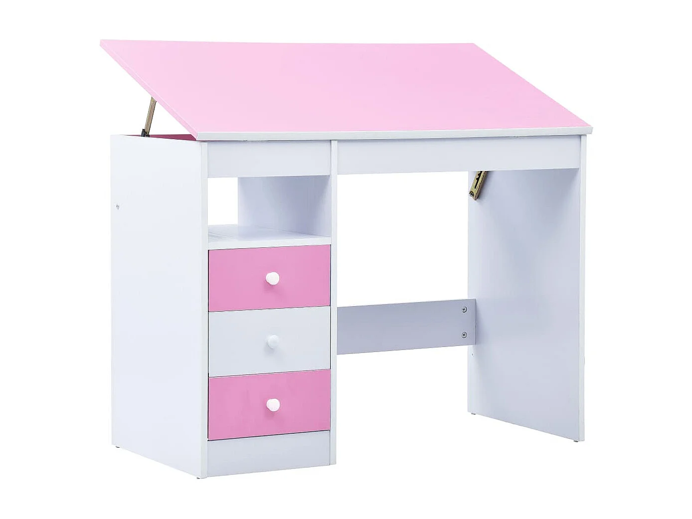 Kinderschreibtisch Kippbar Rosa und Weiß