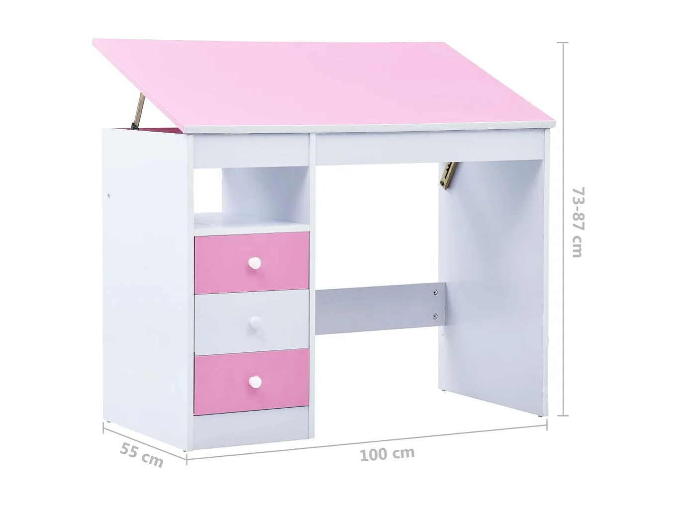 Kinderschreibtisch Kippbar Rosa und Weiß
