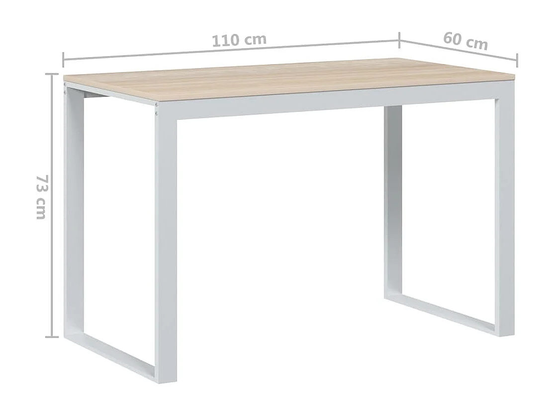 Bureau d'ordinateur Blanc et chêne 110x60x73 cm Aggloméré