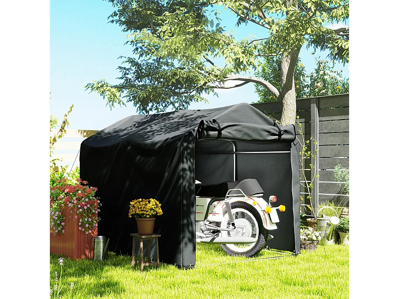 Tente de stockage - abri de jardin dim. 2 x 1,6 x 1,65 m - porte enroulable zippée - métal galvanisé PE gris