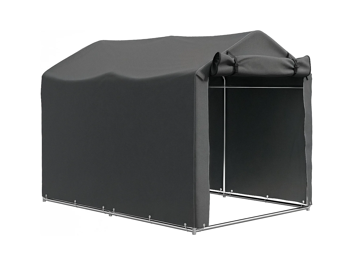 Tente de stockage - abri de jardin dim. 2 x 1,6 x 1,65 m - porte enroulable zippée - métal galvanisé PE gris