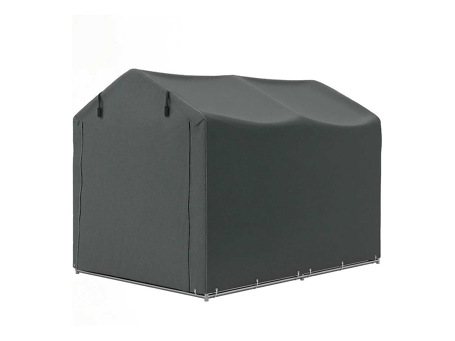 Tente de stockage - abri de jardin dim. 2 x 1,6 x 1,65 m - porte enroulable zippée - métal galvanisé PE gris