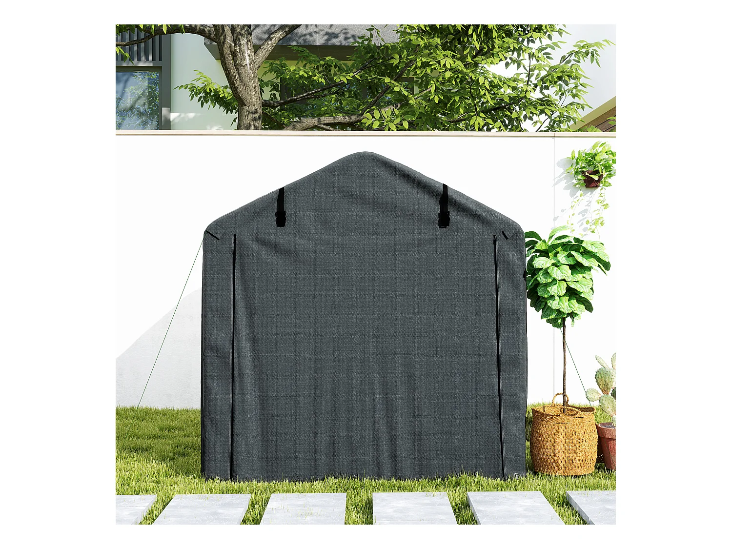 Tente de stockage - abri de jardin dim. 2 x 1,6 x 1,65 m - porte enroulable zippée - métal galvanisé PE gris