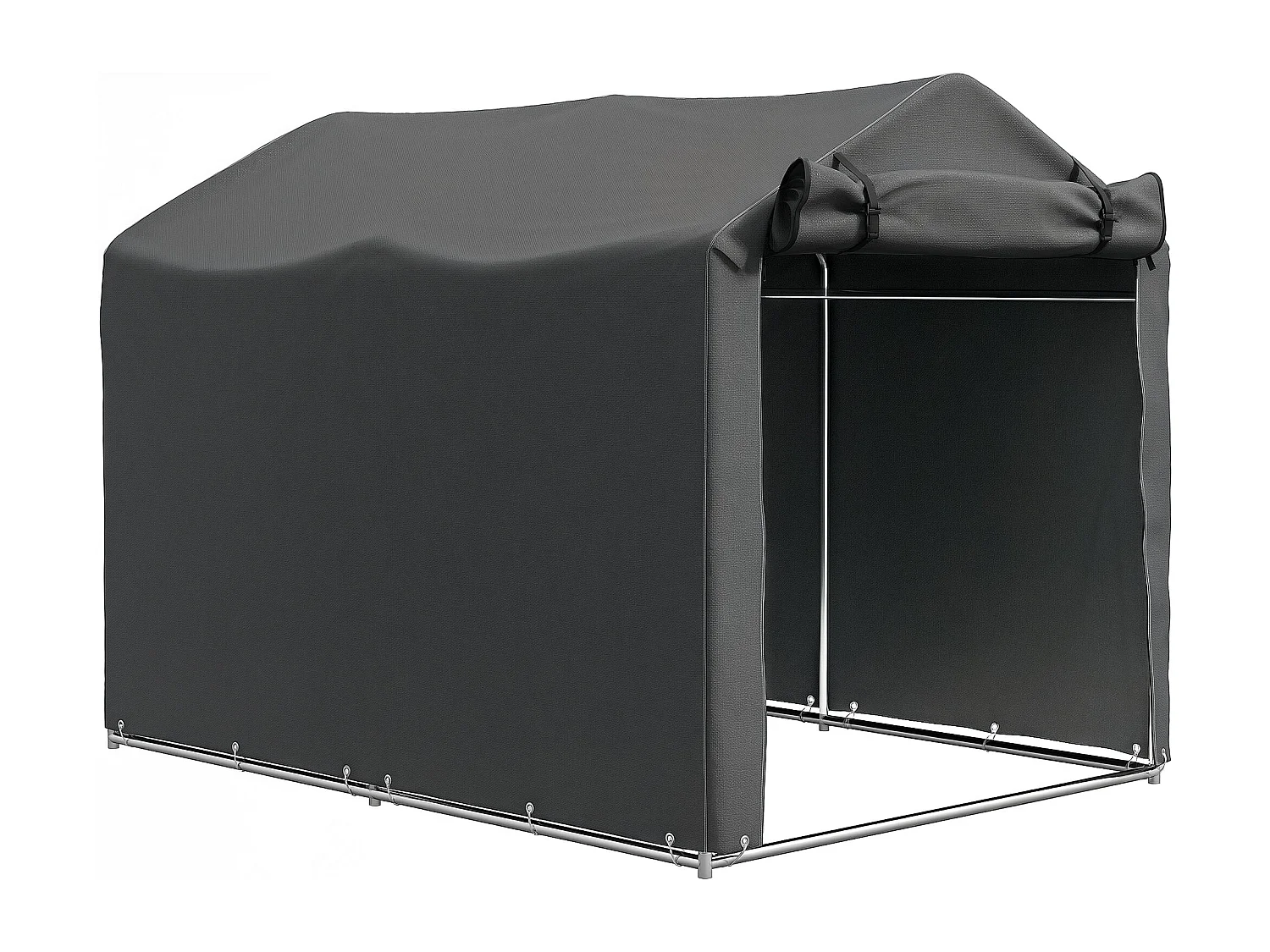 Tente de stockage - abri de jardin dim. 2 x 1,6 x 1,65 m - porte enroulable zippée - métal galvanisé PE gris