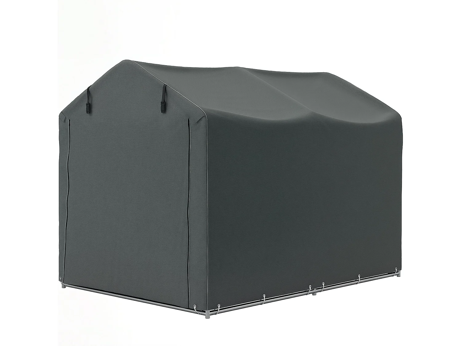 Tente de stockage - abri de jardin dim. 2 x 1,6 x 1,65 m - porte enroulable zippée - métal galvanisé PE gris