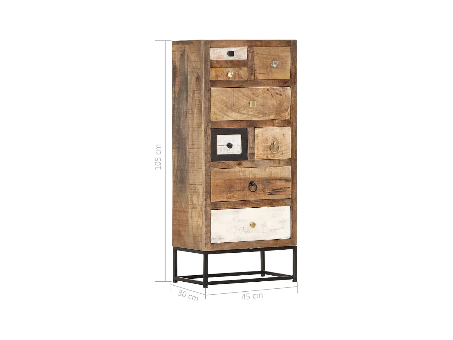 Armoire à tiroirs 45 x 30 x 105 cm Bois de récupération massif