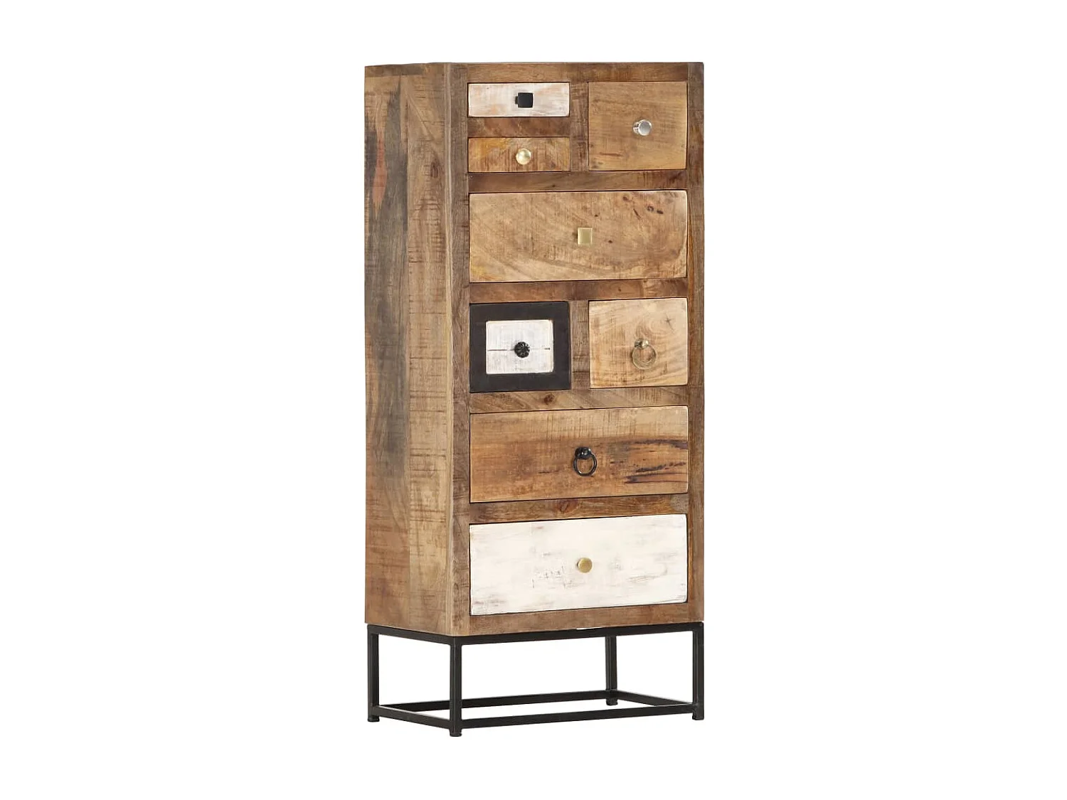 Highboard mit Schubladen 45x30x105 cm Altholz Massiv