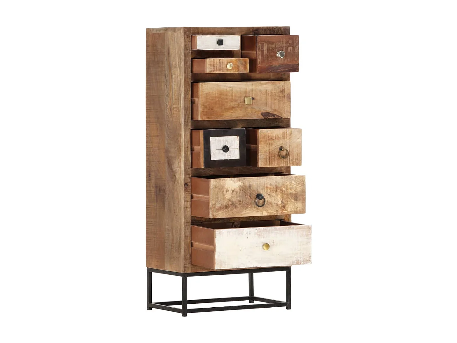 Highboard mit Schubladen 45x30x105 cm Altholz Massiv