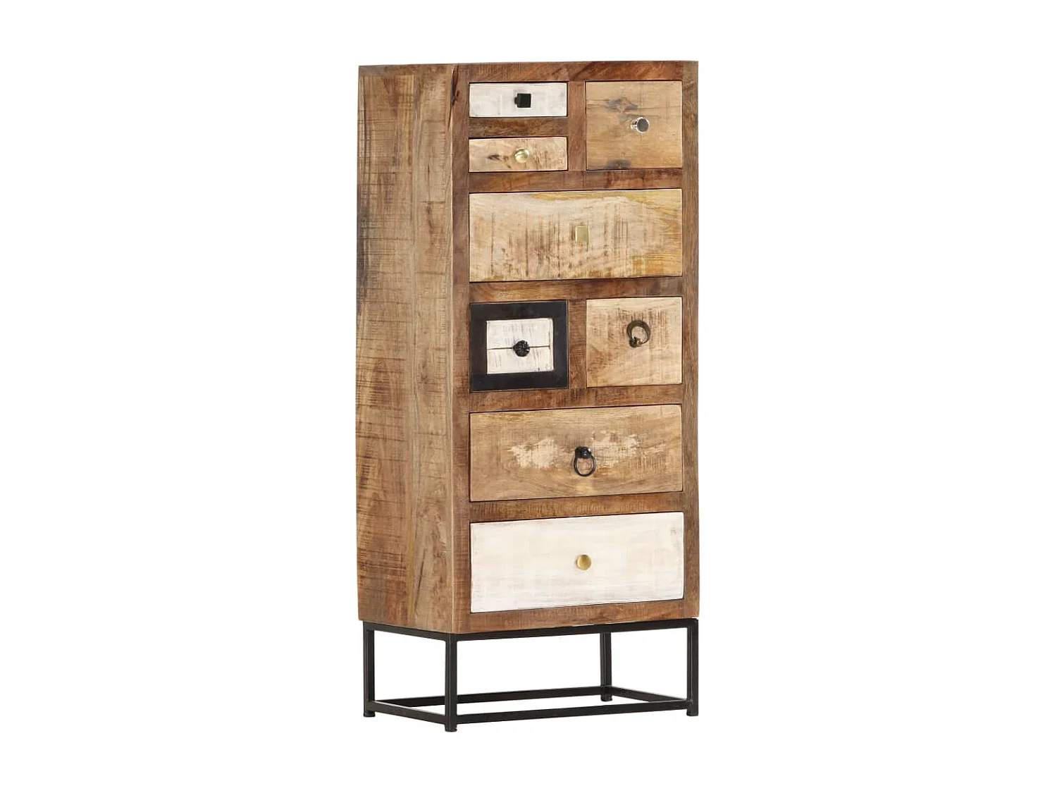 Highboard mit Schubladen 45x30x105 cm Altholz Massiv
