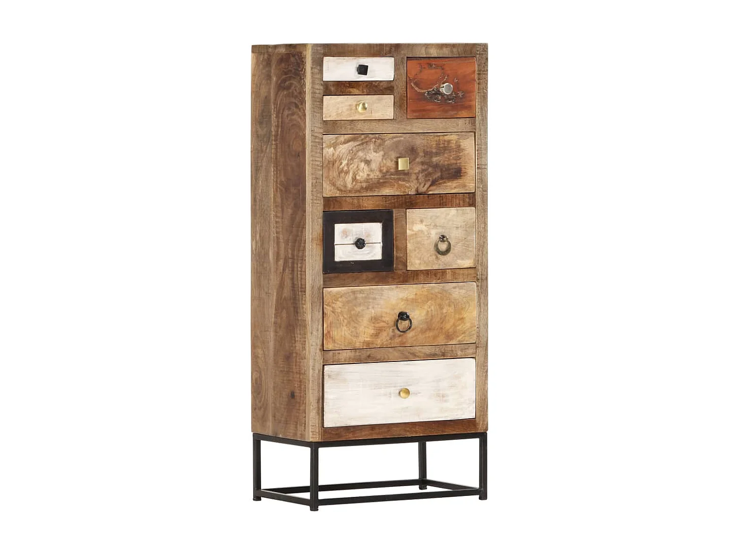 Highboard mit Schubladen 45x30x105 cm Altholz Massiv