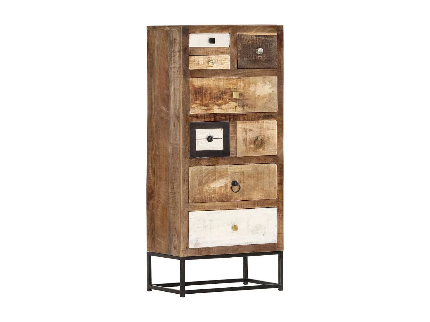 Highboard mit Schubladen 45x30x105 cm Altholz Massiv