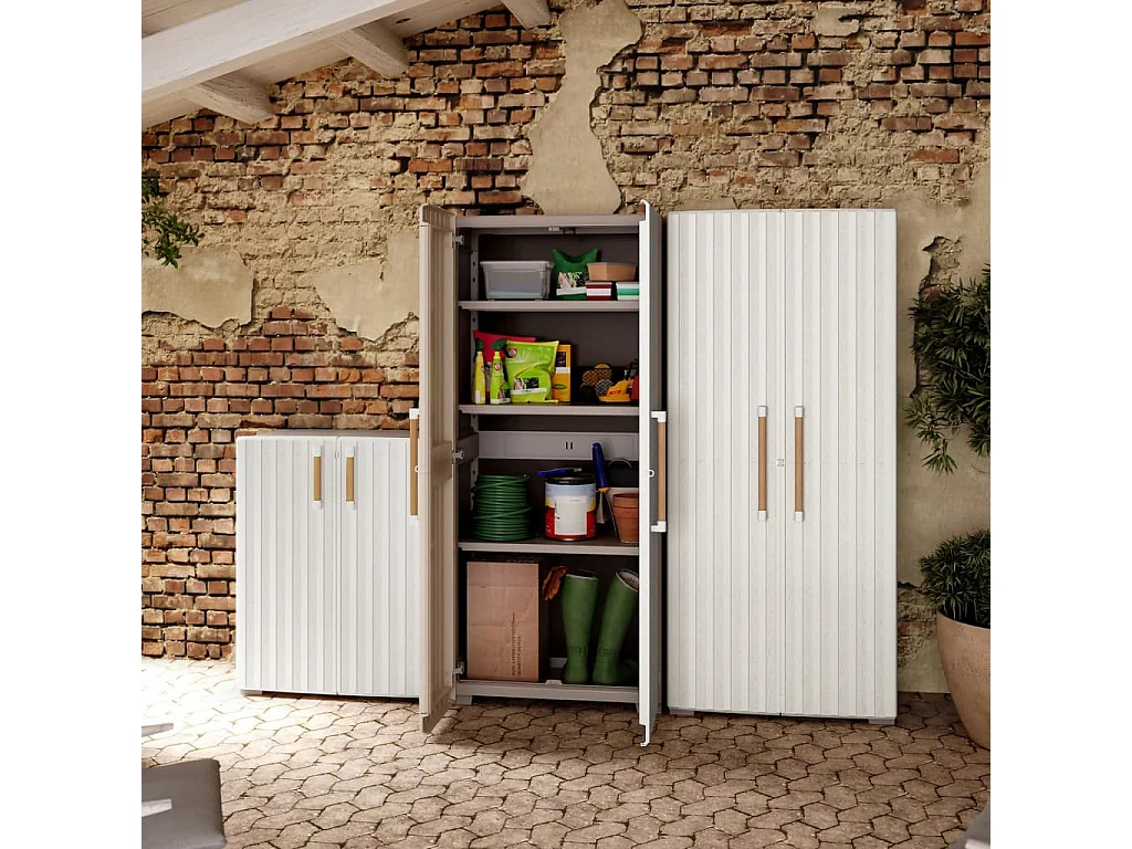 Armário de arrumação baixo Groove bege e cor areia